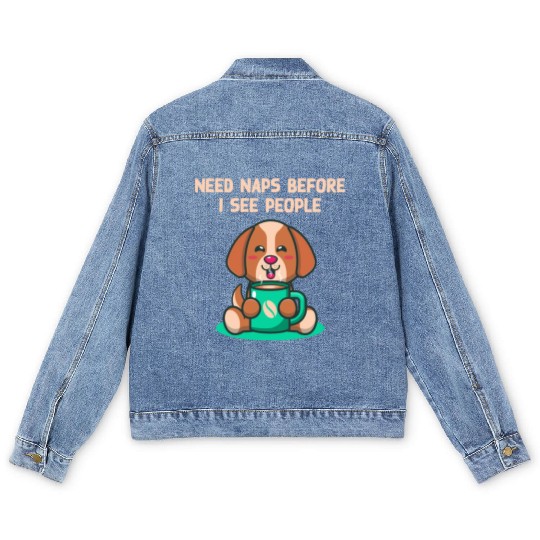 Need Naps Before I See People Introvert Nerd Antis Men's Denim Jackets