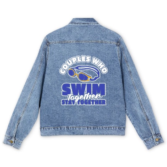 Swimming Swimmer Couple Men's Denim Jackets