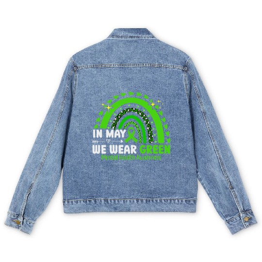 Mental Health Awareness Matters We Wear Green Ment Men's Denim Jackets