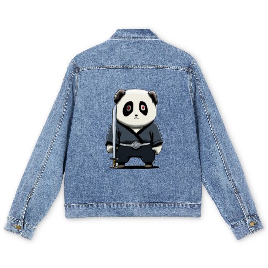 Samurai panda Men's Denim Jackets