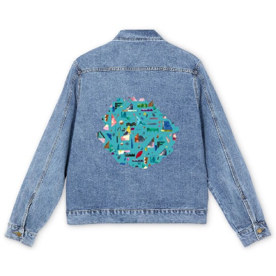 Sailing Boats Multi Blue Men's Denim Jackets