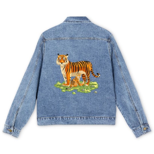 Mother And Son Tiger Men's Denim Jackets