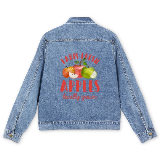 Apple Picking Farm Fresh Apples Farmer For Kids Men's Denim Jackets
