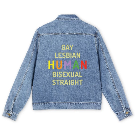 Humanity Human LGBTQ Rainbow LGBT Pride Month Men's Denim Jackets