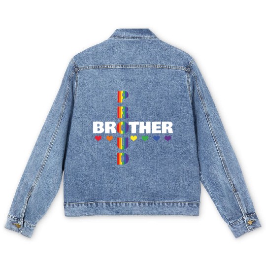 Proud Brother Gay LGBTQ Rainbow LGBT Pride Month Men's Denim Jackets