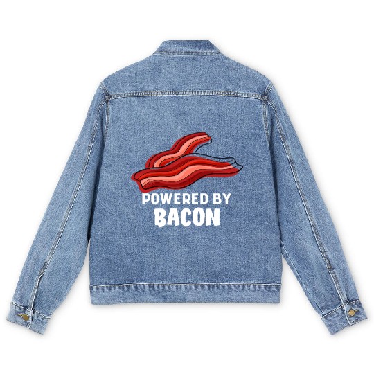 Funny Saying Powered By Bacon Pig Farmer Humorous Men's Denim Jackets