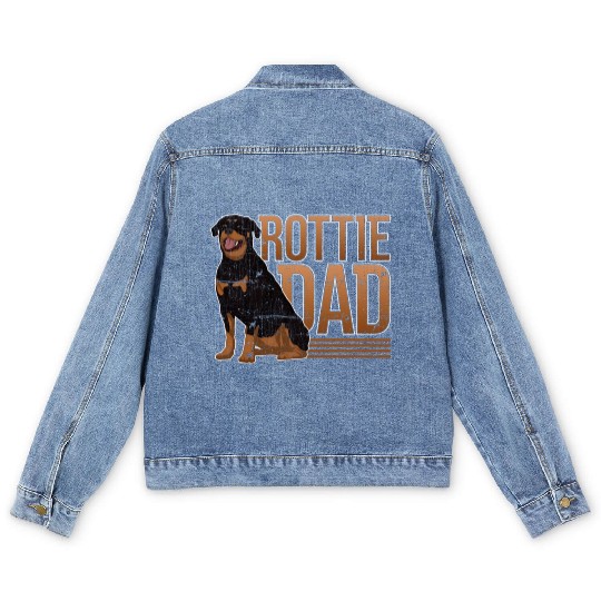 Fathers Day Pet Animal Lover Rottie Dad Dog Owner Men's Denim Jackets