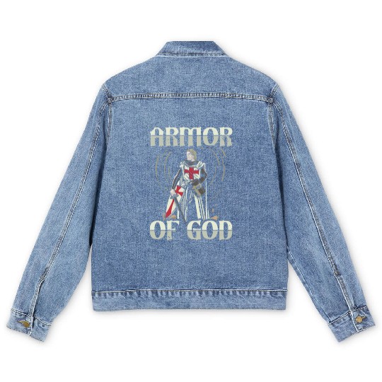Armor of God Templar Knight Christian Faith Jesus Men's Denim Jackets