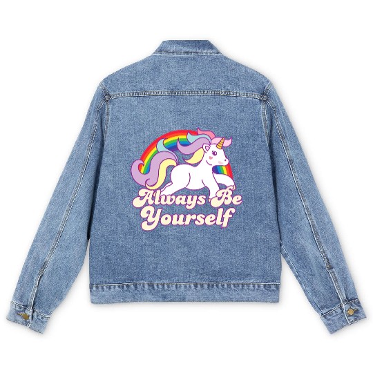 LGBT CSD Be Yourself Gay Lesbian Pride Unicorn Men's Denim Jackets