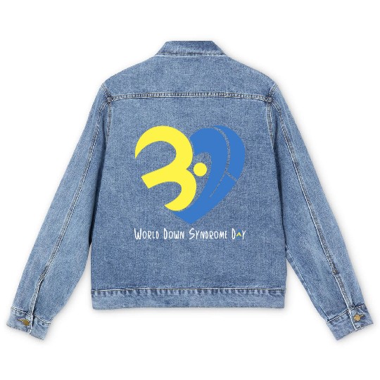 Love World Down Syndrome Awareness Day Love 3 Men's Denim Jackets