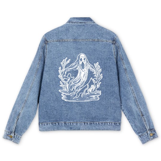Ghost Halloween Spooky Men's Denim Jackets