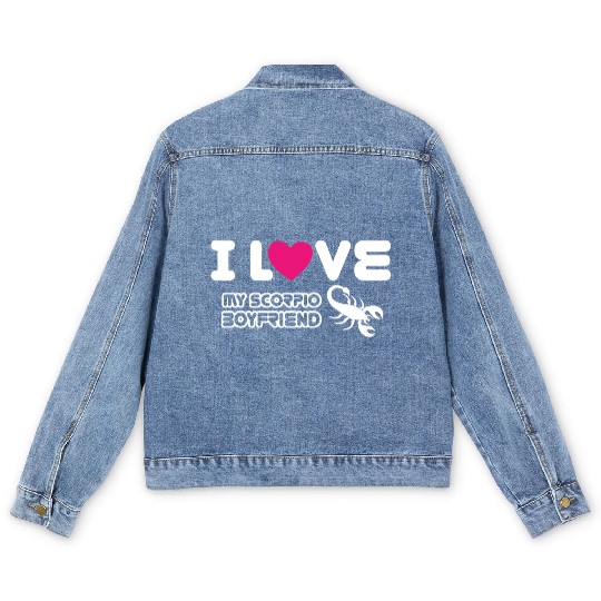 I Love My Scorpio Boyfriend Men's Denim Jackets
