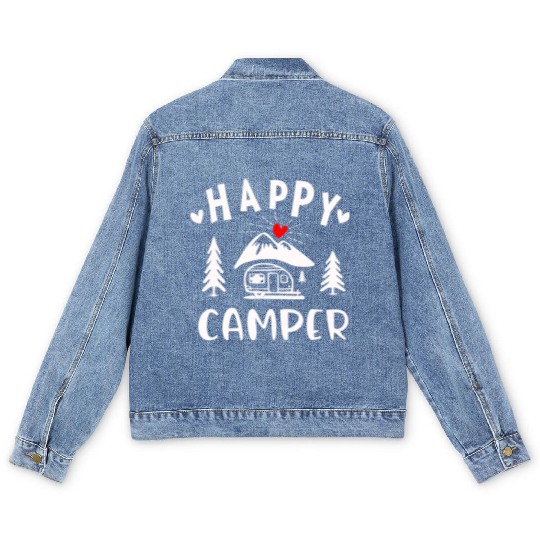 Happy Camper, Camping Men's Denim Jackets For Women Men Kids