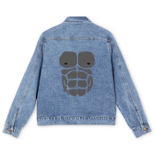 Gorilla Chest Belly Monkey Ape Muscle Kids Adult F Men's Denim Jackets