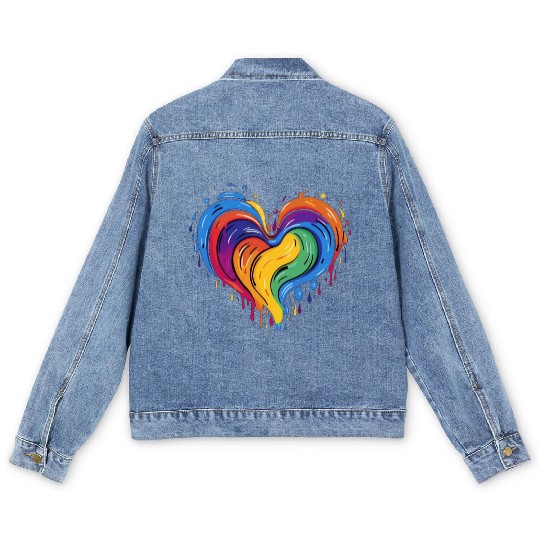 Love is Love: LGBT Rainbow Heart for All Men's Denim Jackets