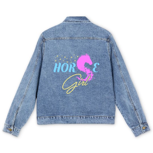 Horse Girl Men's Denim Jackets Horse Lovers Gift Equestrian