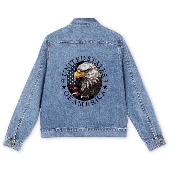 Proud American Independence Day Freedom Men's Denim Jackets