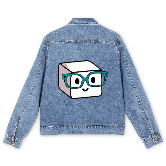 Sugar Sugar Cube Nerd Glasses Men's Denim Jackets