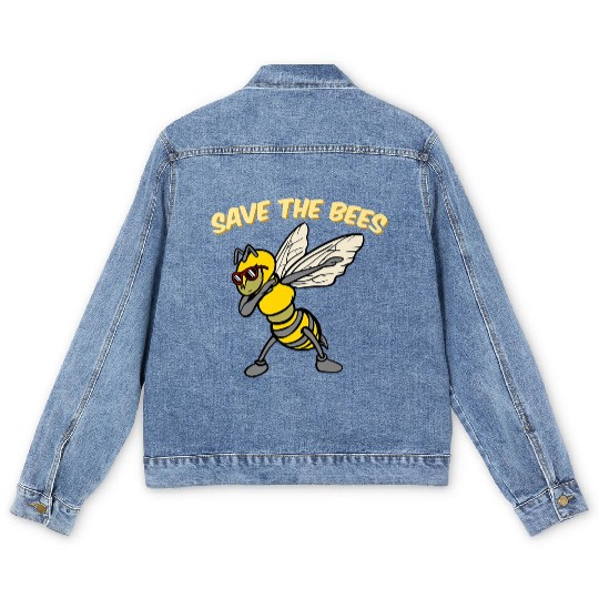 Save The Bees Men's Denim Jackets Dabbing Bumblebee Bee