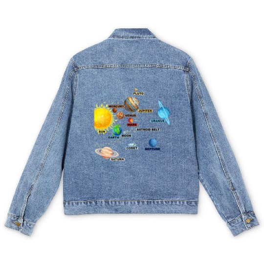 Solar System Planets Astronomy Space Science Girls Men's Denim Jackets