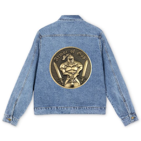 Armor of god christian knight Men's Denim Jackets