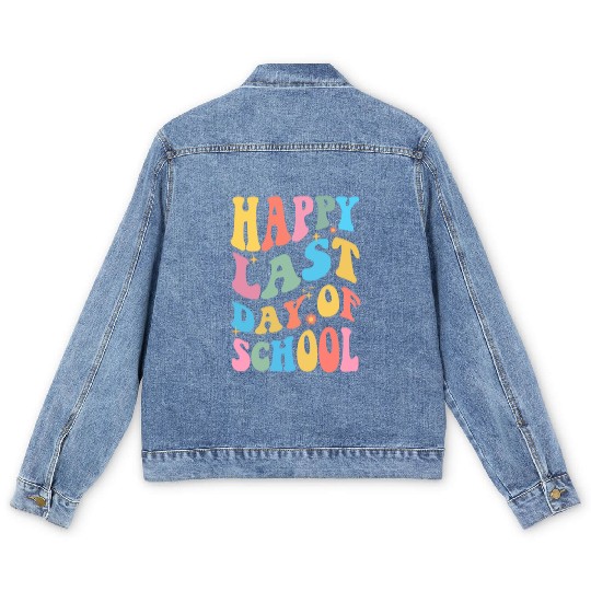 Groovy Happy Last Day of School Teacher Student Men's Denim Jackets