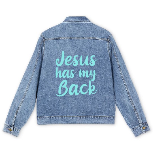 Jesus Has My Back 4 Men's Denim Jackets