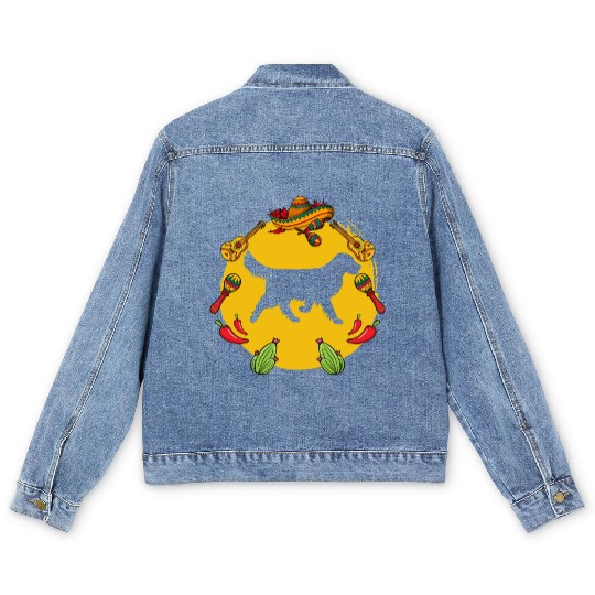 Cinco De Mayo Funny Golden Retriever Dog Lover Men's Denim Jackets
