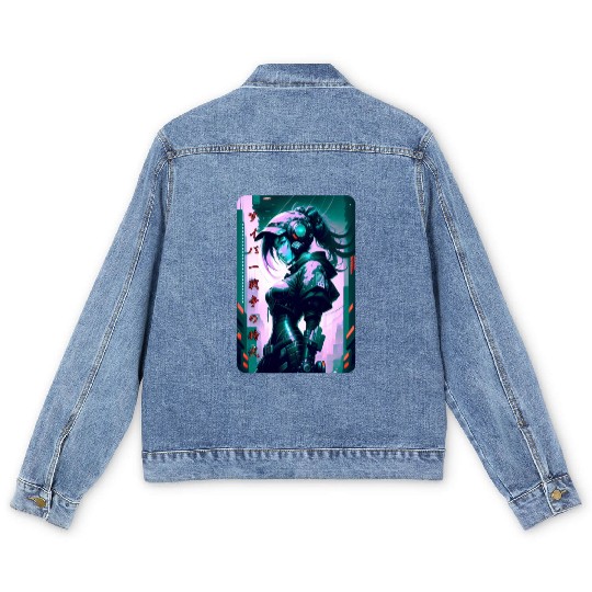 Neon Nights: A Cyberpunk Design 6 Men's Denim Jackets