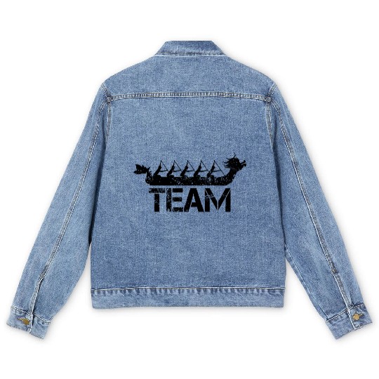 Dragon Boat Racing Team Graphic Design Men's Denim Jackets