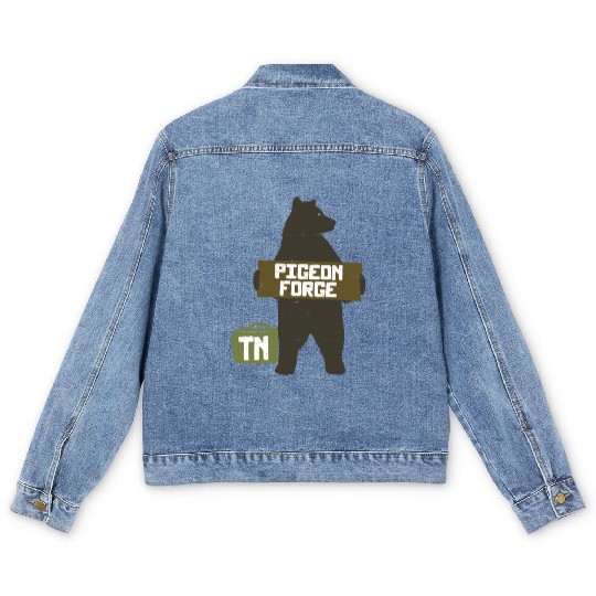 Pigeon Forge Tennessee Great Smoky Mountains Bear Men's Denim Jackets