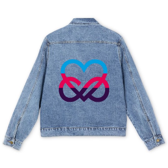 Tricolor Polyamory Pride Flag Infinity Heart Men's Denim Jackets