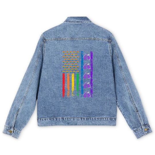 American Sports Rainbow Flag LGBT Pride Month Men's Denim Jackets