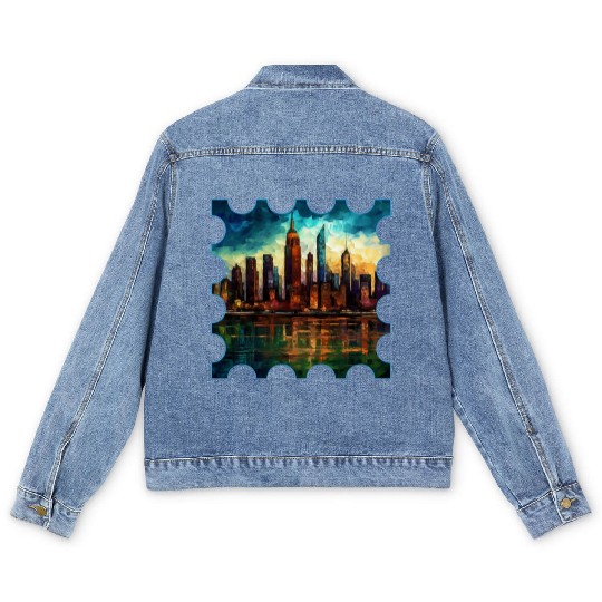 New York skyline Reverie A Symphony of Dreams Men's Denim Jackets