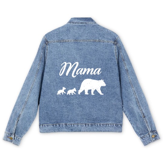 Mama Bear - With Two Cubs Twin Mom Mother's Day Gi Men's Denim Jackets