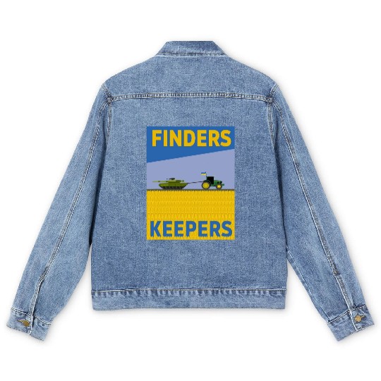 Funny Farmer Tractor Ukraine Flag Support Finders\ Men's Denim Jackets