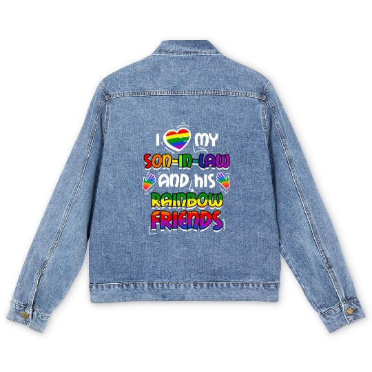 I Love My Son In Law And His Rainbow Friends Men's Denim Jackets