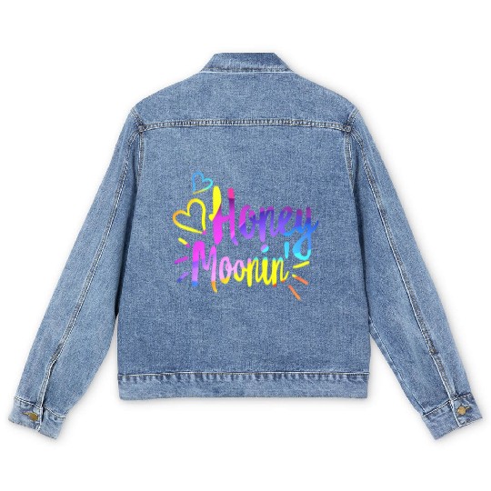 Honeymoonin Men's Denim Jackets Newlywed Men's Denim Jackets Wifey Hubby