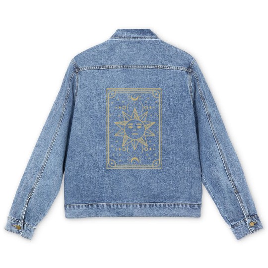 Gothic symbol sun Astrology tarot card Men's Denim Jackets
