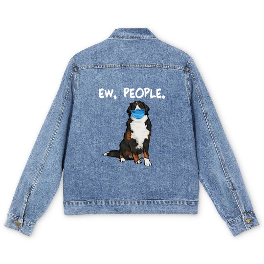 Bernese Mountain Dog Ew People Dog Wearing Face Men's Denim Jackets