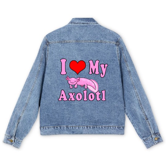 I Love My Axolotl Men's Denim Jackets