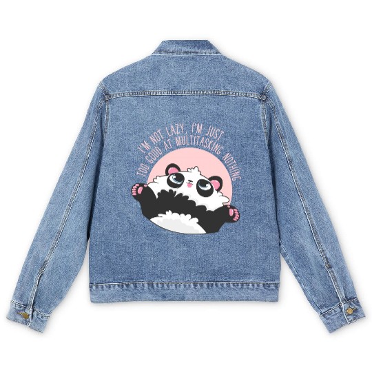 Sleepy Panda Lazy Slow Morning Sunday Men's Denim Jackets
