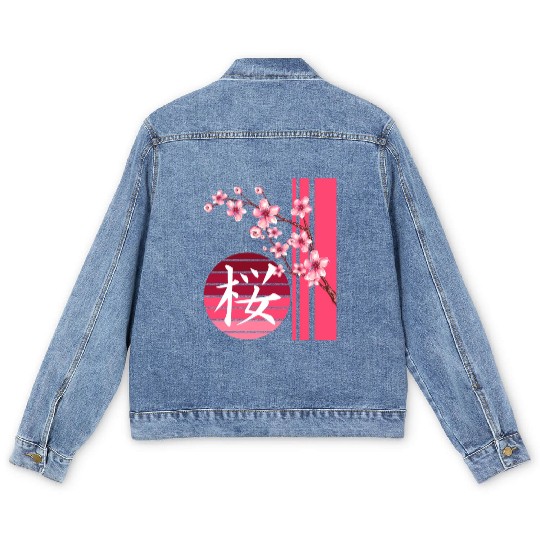 Sakura Flowers Spring Cherry Blossoms Japanese Kan Men's Denim Jackets