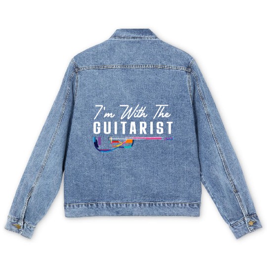 I'M With The Guitarist Girlfriend Guitar Player Ba Men's Denim Jackets