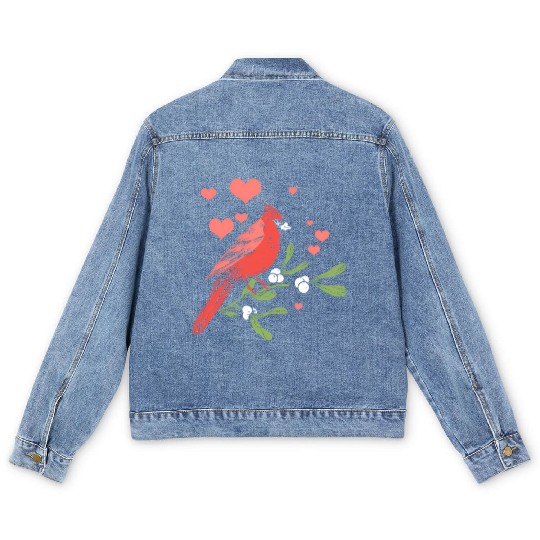 Bird Bird Watching Bird Watcher Birder Heart Cardi Men's Denim Jackets