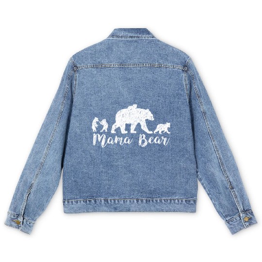 Mama Bear With Little Cubs Men's Denim Jackets