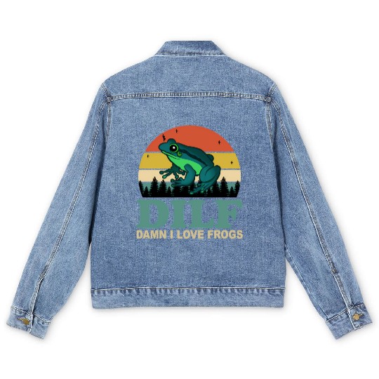 Dilf-Damn I Love Frogs Saying Frog-Amphibian Men's Denim Jackets