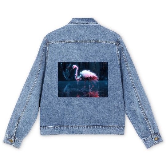 Neon Bird of Paradise Men's Denim Jackets