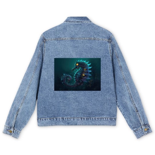 Neon Shark Attack Men's Denim Jackets