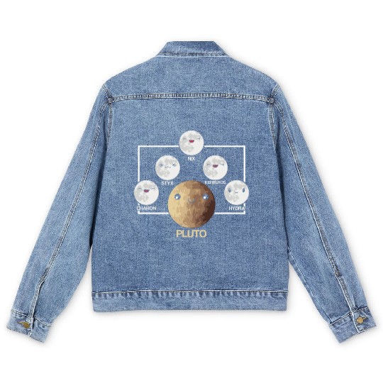 Pluto Moons Planet Space Lover Solar System Men's Denim Jackets